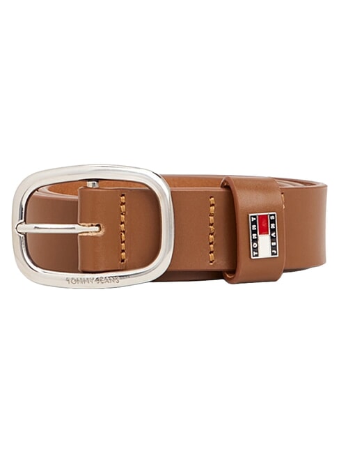 TOMMY JEANS OVAL  Cintura accorciabile in pelle cognac - Cinture