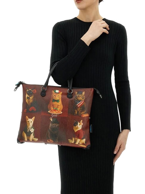 G3 PLUS Borsa shopping media, trasformabile worldwide cats red - Borse Donna