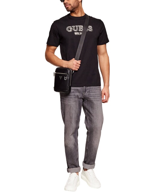 MONACO Mini Borsello in pelle NERO - Tracolle Uomo