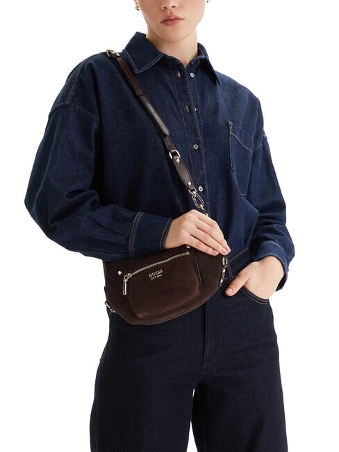 MARSHA Borsa a tracolla, in pelle suede espresso - Borse Donna