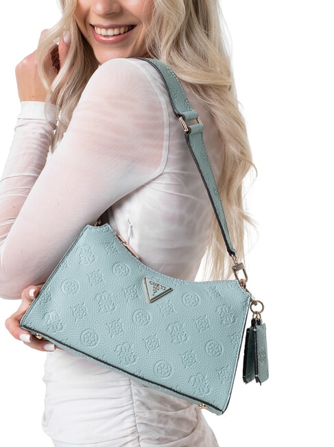 CRESIDIA II Borsa a spalla con zip light sage logo - Borse Donna