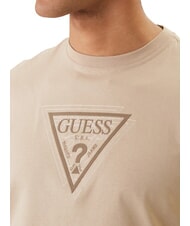 GUESS TERRY LOGO T-Shirt in cotone neutral sand - T-shirt Uomo - 3