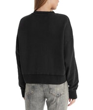 GUESS JEANS DROP BAKER CROP Felpa in cotone jet black multi - Felpe Donna - 2