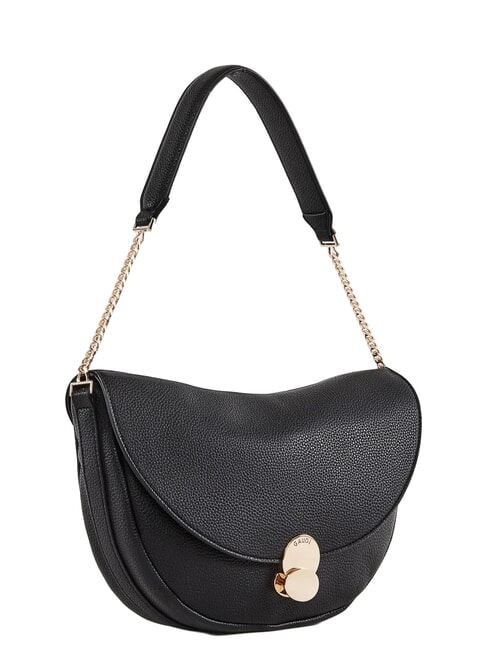 EVELYN Borsa a spalla con logo in metallo NERO - Borse Donna