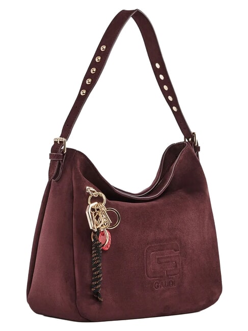 GRETA SUEDE Borsa a spalla con charm burgundy - Borse Donna