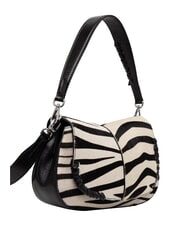 GIANNI CHIARINI HELENA ROUND Borsa in pelle a spalla, con tracolla zebra bianco-nero - Borse Donna - 2