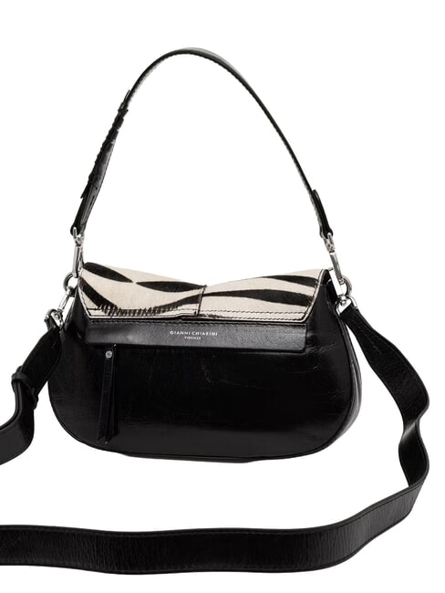HELENA ROUND Borsa in pelle a spalla, con tracolla zebra bianco-nero - Borse Donna