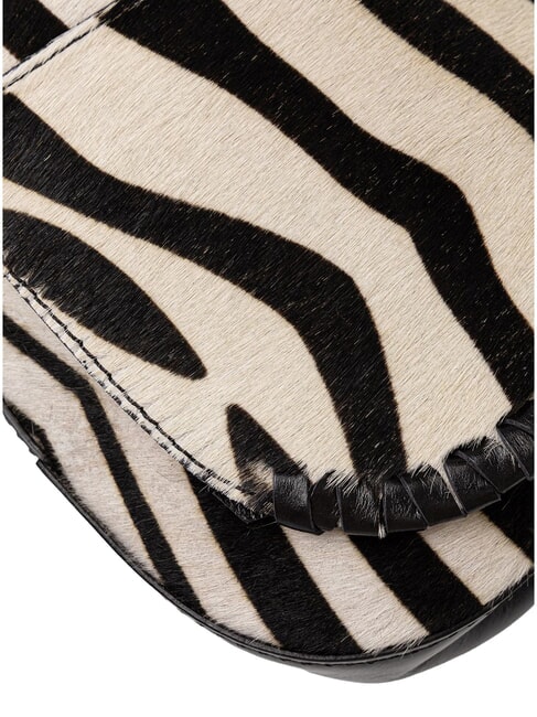 HELENA ROUND Borsa in pelle a spalla, con tracolla zebra bianco-nero - Borse Donna
