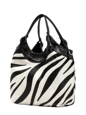 ALIFA Borsa in pelle a mano, con tracolla zebra bianco-nero - Borse Donna