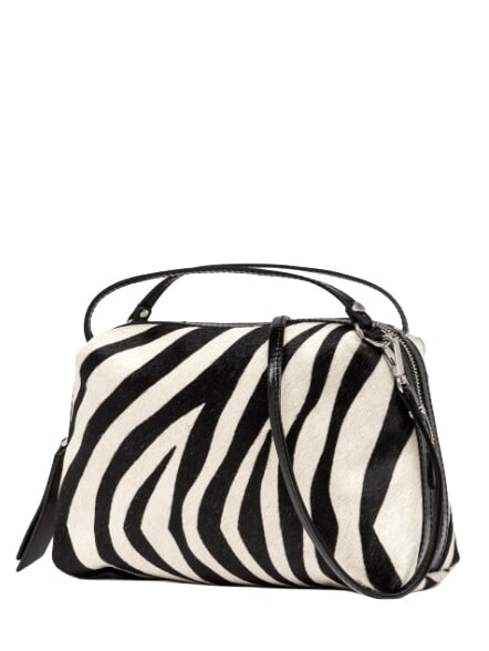 ALIFA Borsa in pelle a mano, con tracolla zebra bianco-nero - Borse Donna