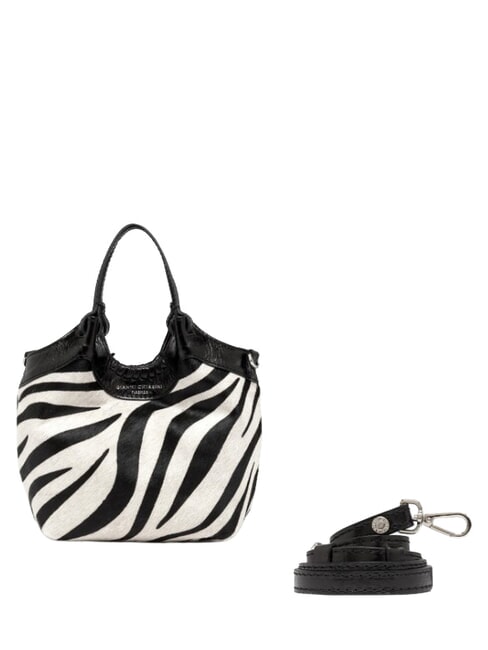 ALIFA Borsa in pelle a mano, con tracolla zebra bianco-nero - Borse Donna