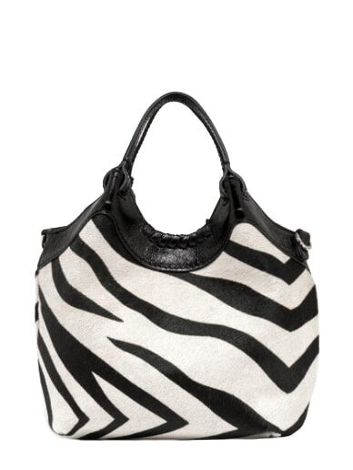 ALIFA Borsa in pelle a mano, con tracolla zebra bianco-nero - Borse Donna