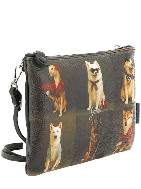 BEYONCE Pochette in pelle, con tracolla worldwide dogs grey - Borse Donna