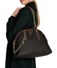 POLLINI HERITAGE Borsa dome a spalla manici catena nero marrone - Borse Donna - 2