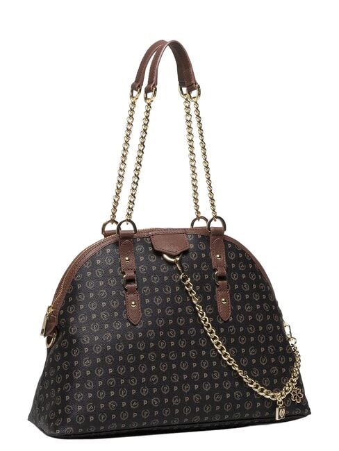 HERITAGE Borsa dome a spalla manici catena nero marrone - Borse Donna