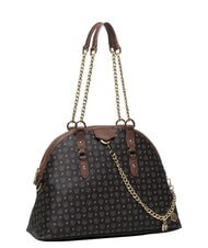 POLLINI HERITAGE Borsa dome a spalla manici catena nero marrone - Borse Donna - 3