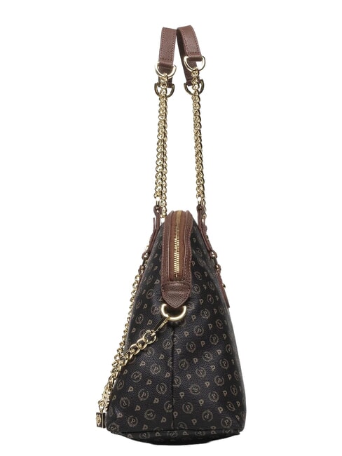 HERITAGE Borsa dome a spalla manici catena nero marrone - Borse Donna