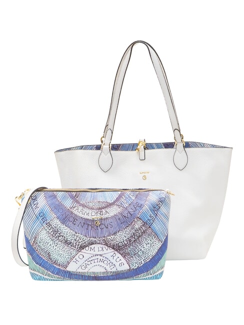 PLANETARIUM Shopper doubleface white/aquamarine - Borse Donna