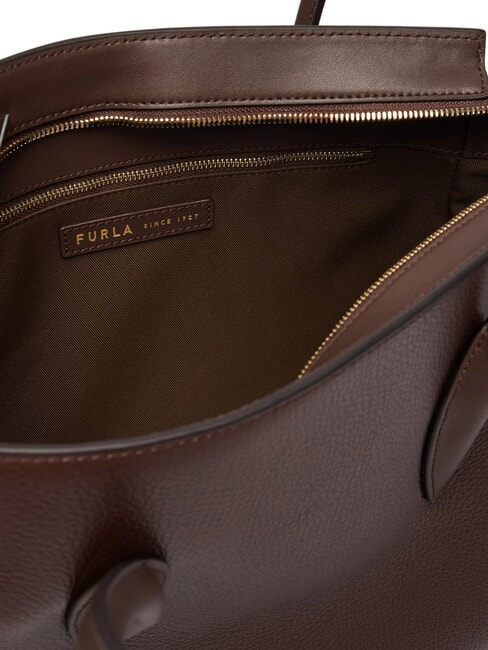 AMBRA Borsa a spalla, in pelle cioccolato - Borse Donna