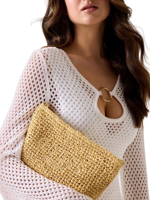 RAFFIA Pochette a mano nude sand - Borse Donna