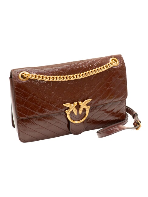 LOVE ONE LIGHT Borsa media in pelle trapuntata castano intenso-antique gold - Borse Donna