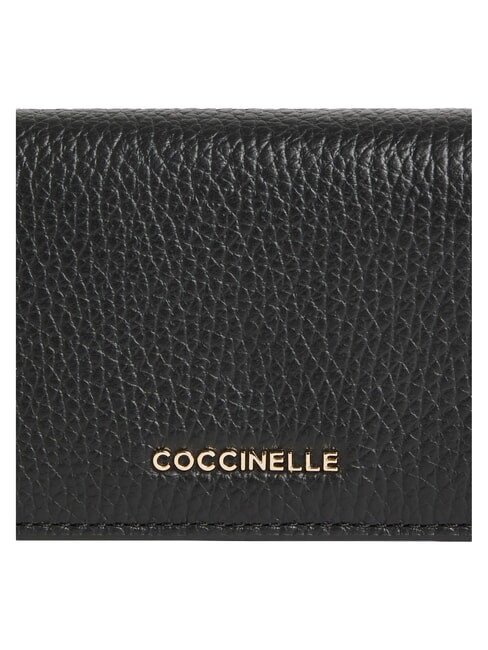METALLIC SOFT Portafoglio compatto in pelle Nero - Portafogli Donna
