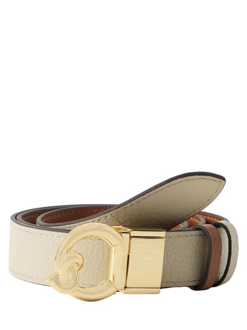 C-ME BICOLOR  Cintura reversibile in pelle cognac/eucalipt - Cinture