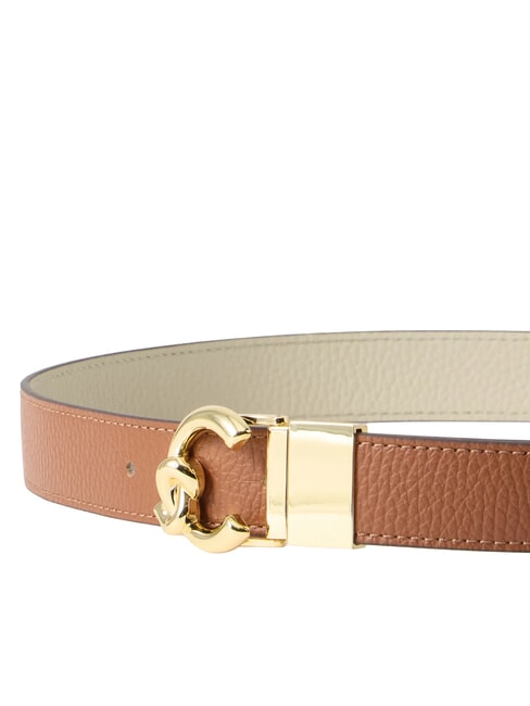 C-ME BICOLOR  Cintura reversibile in pelle cognac/eucalipt - Cinture