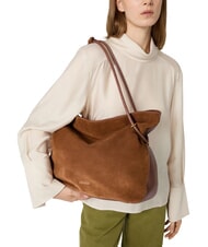 COCCINELLE LIZZIE SUED.BIM Borsa shopping a spalla, in pelle scamosciata cognac - Borse Donna - 2