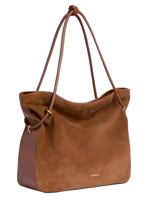 LIZZIE SUED.BIM Borsa shopping a spalla, in pelle scamosciata cognac - Borse Donna