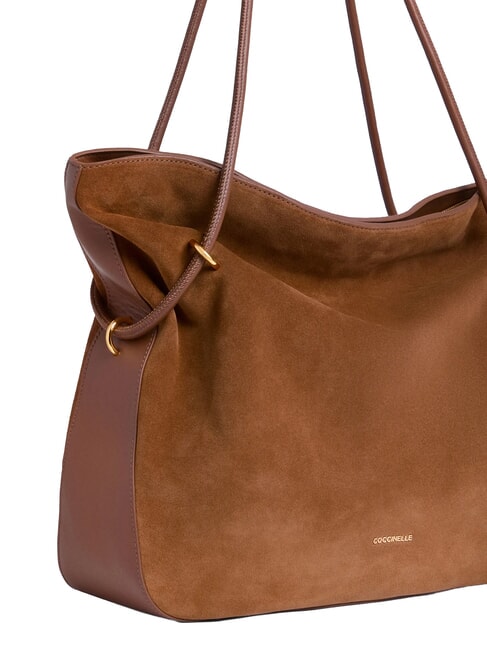 LIZZIE SUED.BIM Borsa shopping a spalla, in pelle scamosciata cognac - Borse Donna
