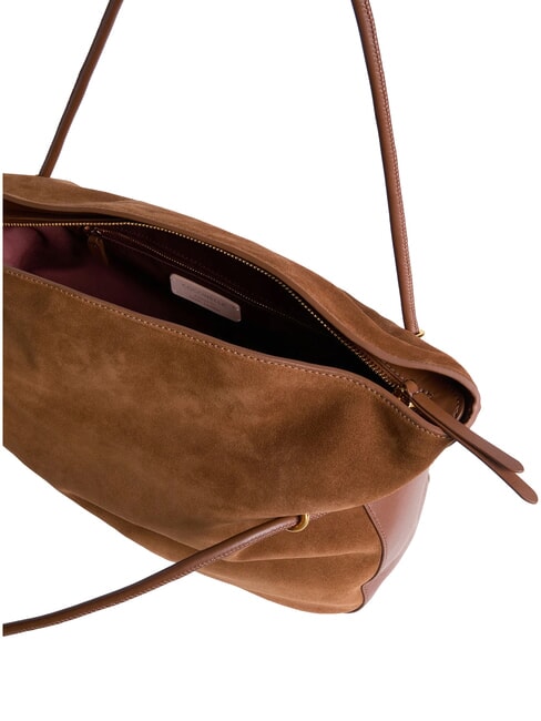 LIZZIE SUED.BIM Borsa shopping a spalla, in pelle scamosciata cognac - Borse Donna