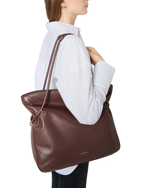 LIZZIE Borsa shopping a spalla, in pelle berry - Borse Donna