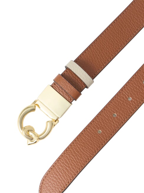 C-ME BICOLOR  Cintura reversibile in pelle cognac/eucalipt - Cinture