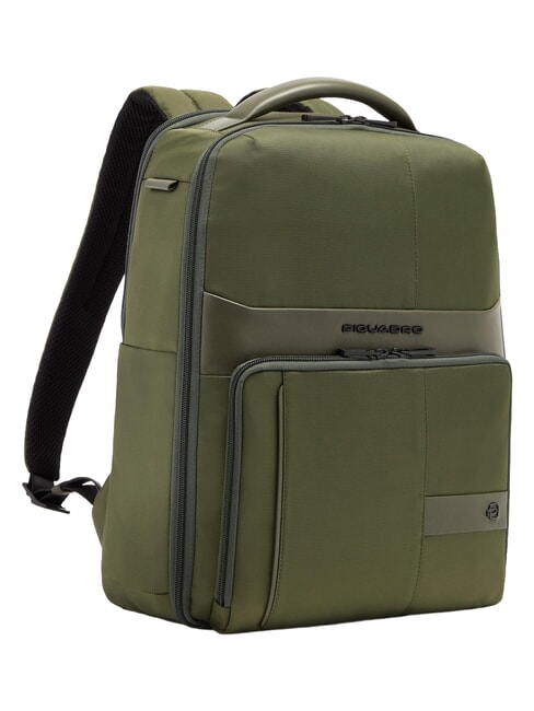 WOLLEM Zaino in pelle e tessuto, porta pc 14" VERDE - Zaini da lavoro porta PC