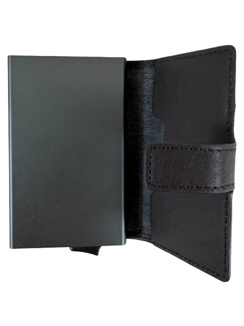BLACK SQUARE Astuccio portacard in pelle verde/testa di moro - Portafogli Uomo