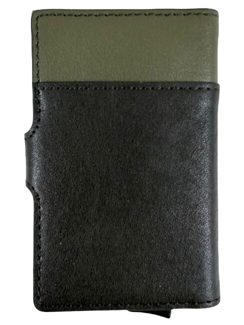 BLACK SQUARE Astuccio portacard in pelle verde/testa di moro - Portafogli Uomo