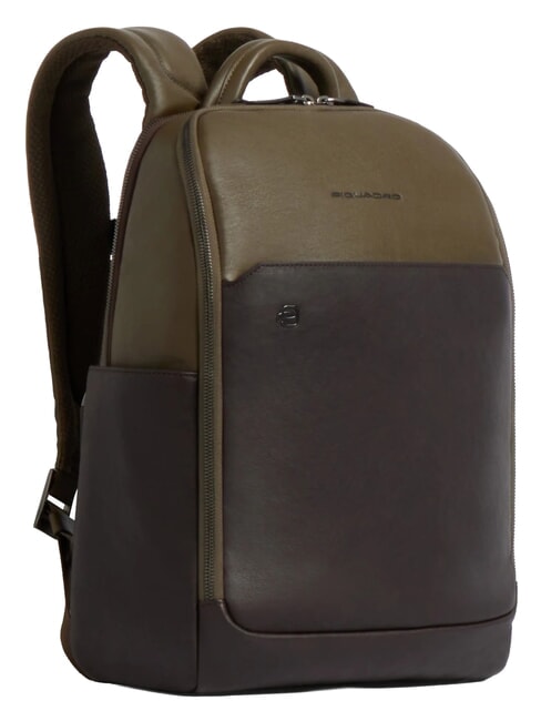 BLACK SQUARE Zaino in pelle porta pc 14" verde/testa di moro - Zaini da lavoro porta PC