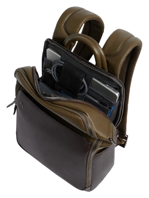 BLACK SQUARE Zaino in pelle porta pc 14" verde/testa di moro - Zaini da lavoro porta PC