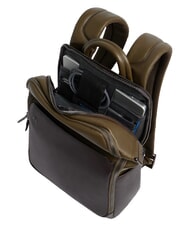 PIQUADRO BLACK SQUARE Zaino in pelle porta pc 14" verde/testa di moro - Zaini da lavoro porta PC - 5