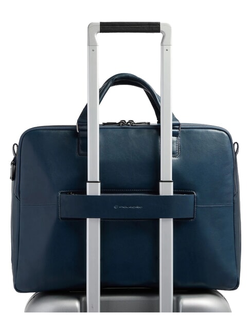 W143 Cartella porta PC 15,6" in pelle blu - Cartelle Lavoro