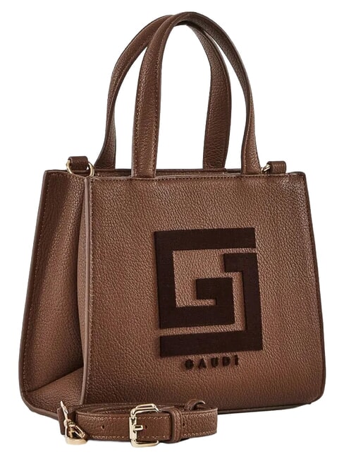 EMILY FLOCK Mini shopping bag con logo e tracolla chocolate - Borse Donna