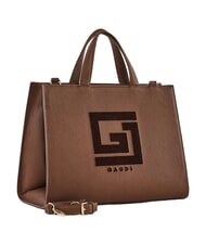GAUD&Igrave; EMILY FLOCK Shopping bag con loro e tracolla chocolate - Borse Donna - 2