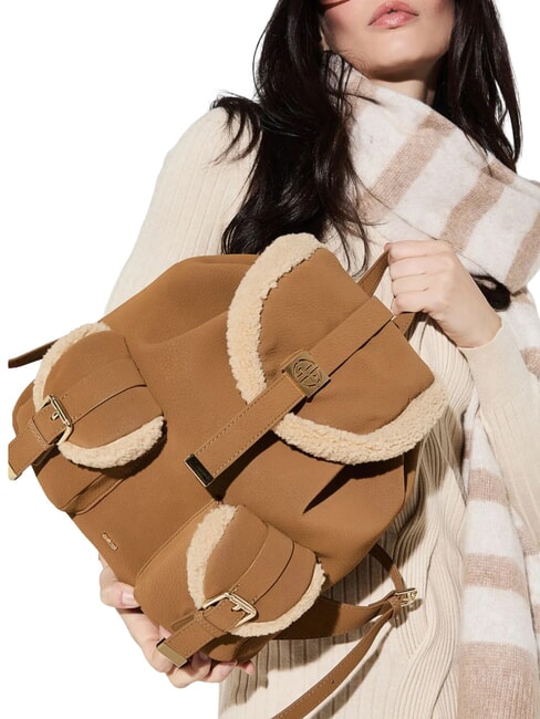 LYNN Zaino con tasche e logo in metallo tan - Borse Donna