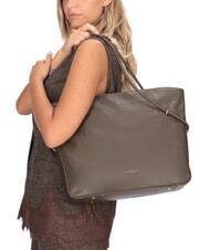 COCCINELLE LIZZIE Borsa shopping a spalla, in pelle fango - Borse Donna - 2