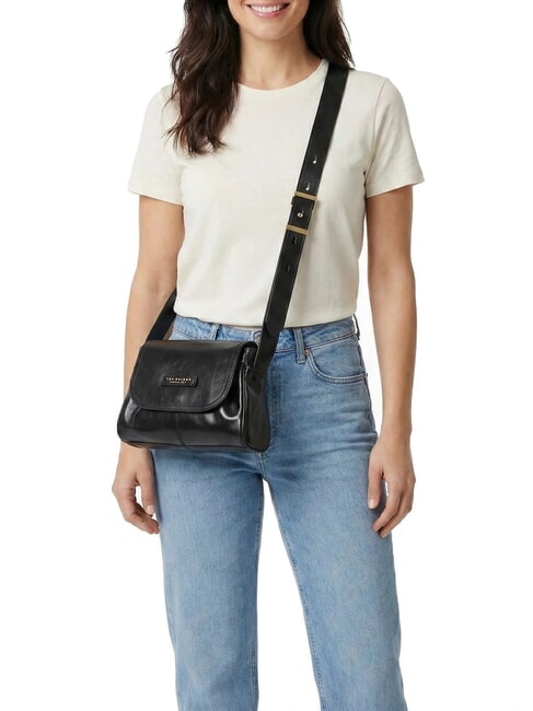 FLORA Mini Bag a tracolla, in pelle Nero Oro - Borse Donna
