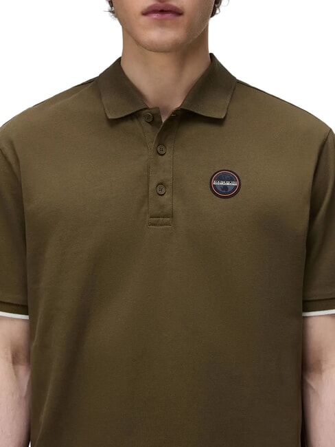 E-BADGE SS 1 Polo a maniche corte dark olive - Polo Uomo