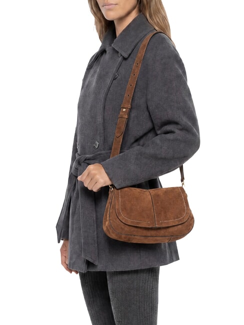 HELENA ROUND Borsa a tracolla in pelle cognac - Borse Donna