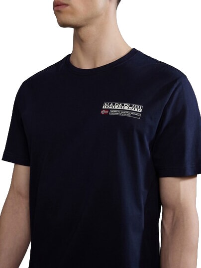 S-KASBA T-shirt a manica corta, puro cotone blu marine - T-shirt Uomo