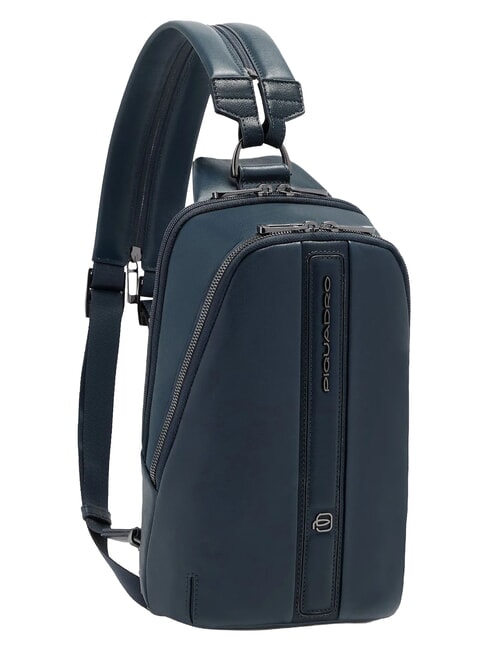 VICTOR Zaino Monospalla in pelle blu - Zaini da lavoro porta PC